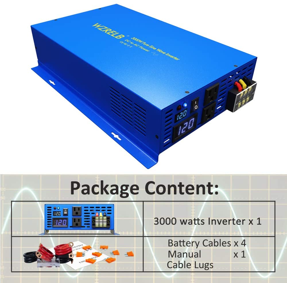 Inverter Pure Sine Wave 60Hz 120V 3000W - Inversor de potencia de onda sinusoidal