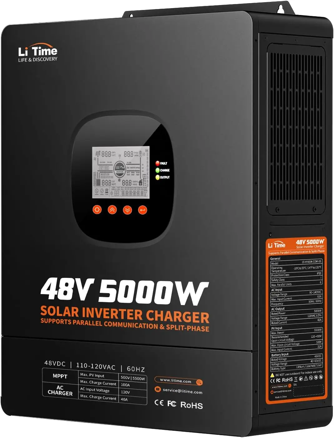 Inversor cargador híbrido sola - Parallel Solar Inverter 48V 5000W Mppt reseña y precio