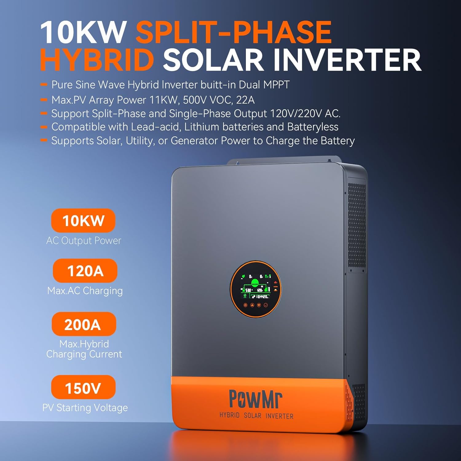 Inversor Solar Híbrido de Fase - Split Phase Inverter 10Kw 110V 220V reseña y precio